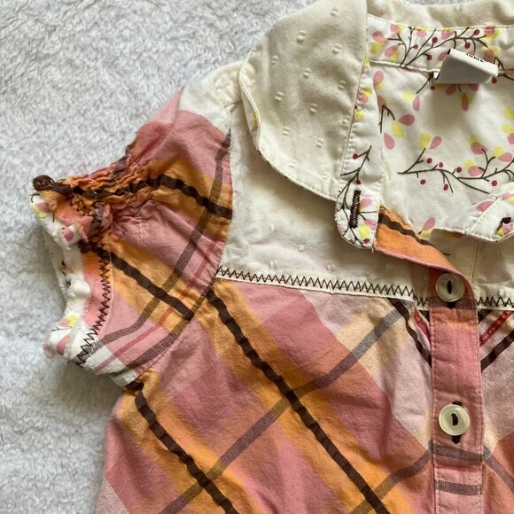 Old Navy 3T Toddler Button-Up Shirt | Pink & Orange Plaid Floral | GUC - Picture 8 of 16